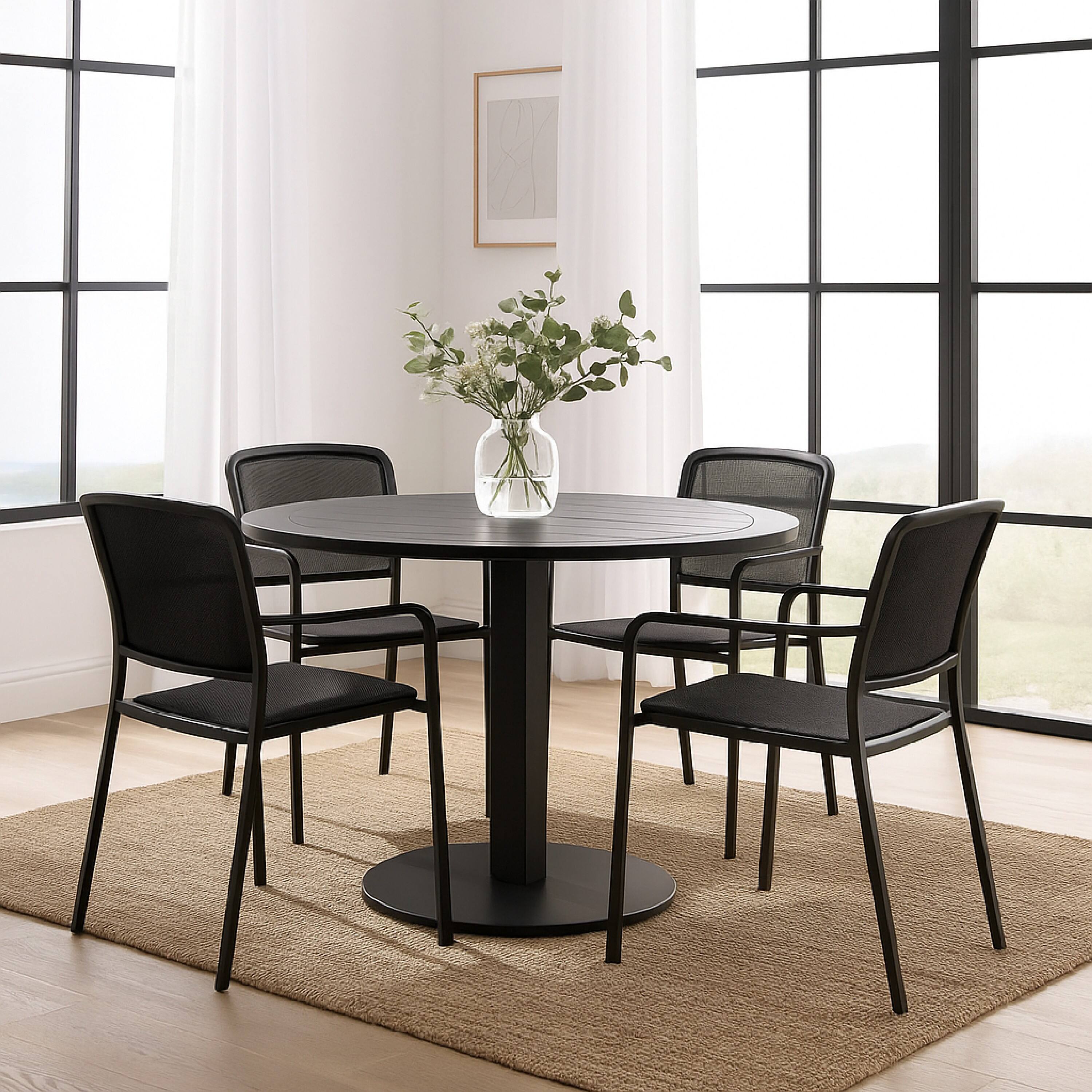 Alt View 2. Manhattan Lane - Keli 35 Inch Round Dining Table, Aluminum Frame, Foldable Design - Gray.