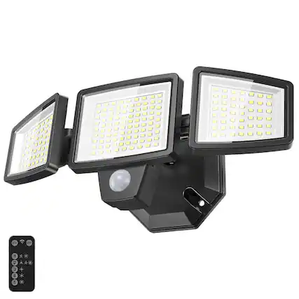 Front. Adewalk - Upgraded 7000LM 6500K LED Security Light, Waterproof Motion Sensor, 3 Heads, Hardwired for Yard&Garage - black.