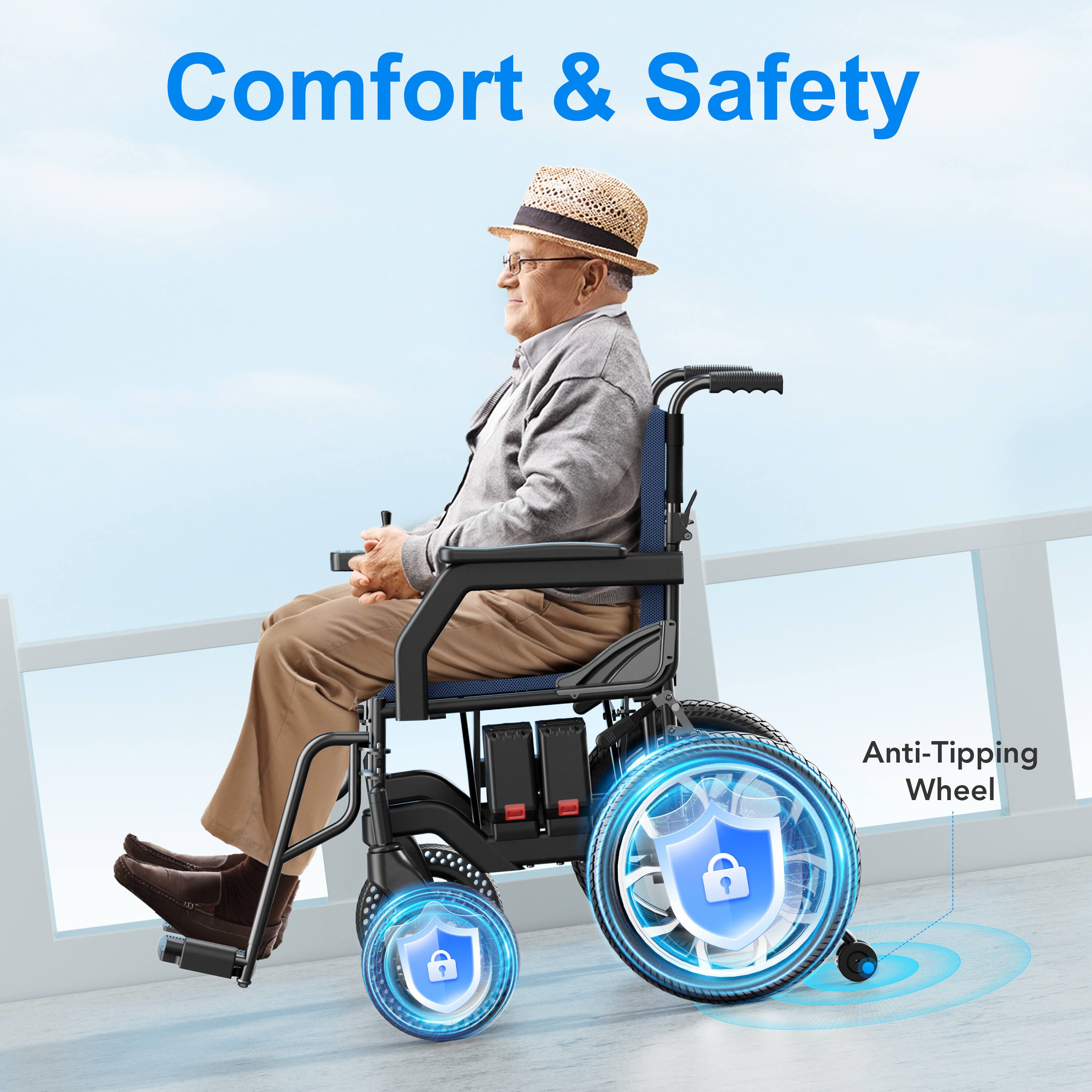 Comfort & Safety  
Anti-Tipping Wheel