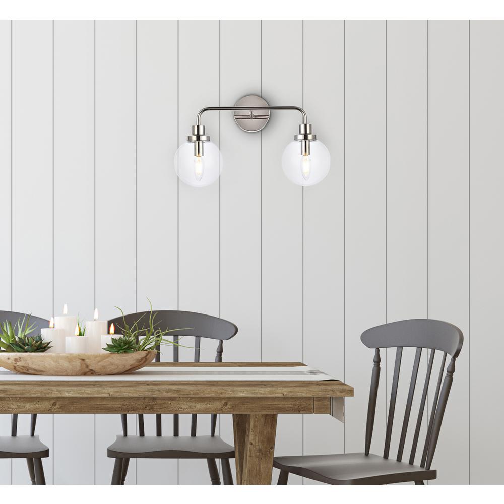 Living District - Hanson 2 lights bath sconce in polished nickel with clear shade - Polished Nickel And Clear Shade price history on PriceWatchPro
