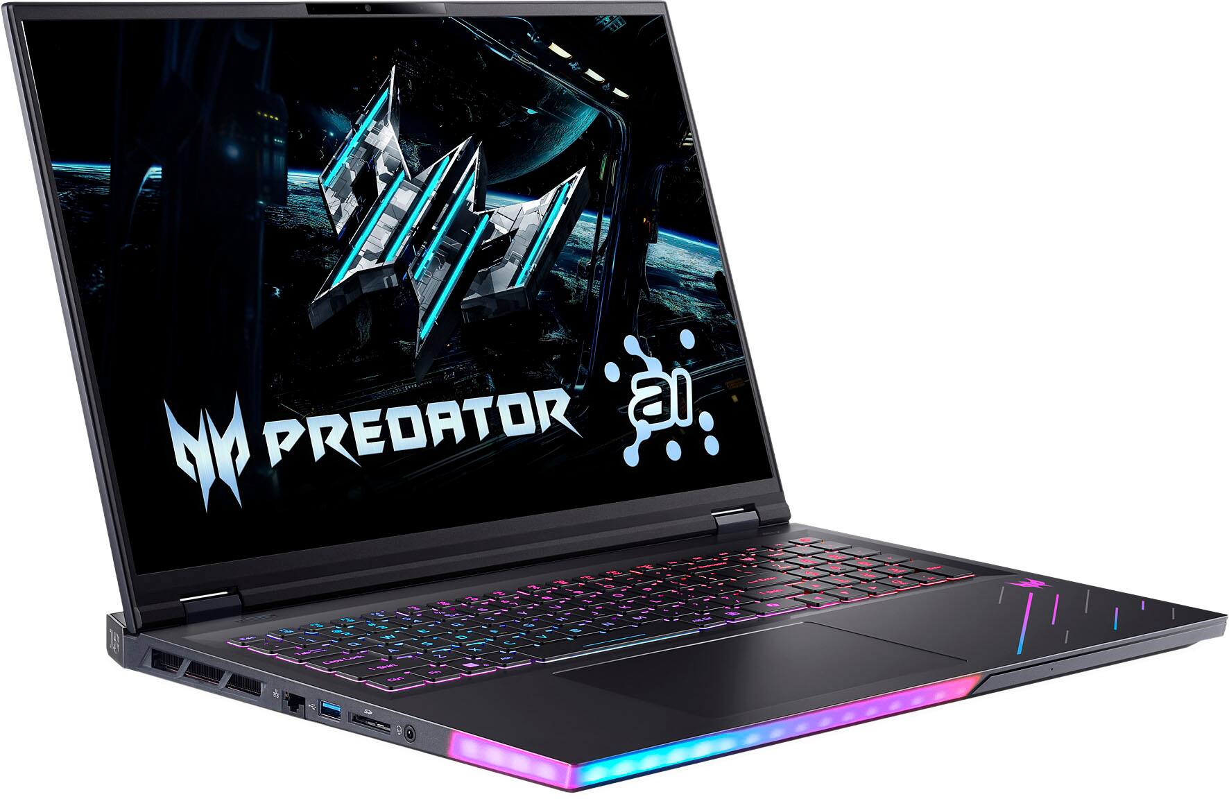 Alt View 5. Acer - Predator Helios 18 AI- 18" 240Hz Gaming Laptop - 3840 x 2400- Intel Core Ultra 9 - NVIDIA GeForce RTX 5090 – 64GB – 2TB - Abyssal Black.