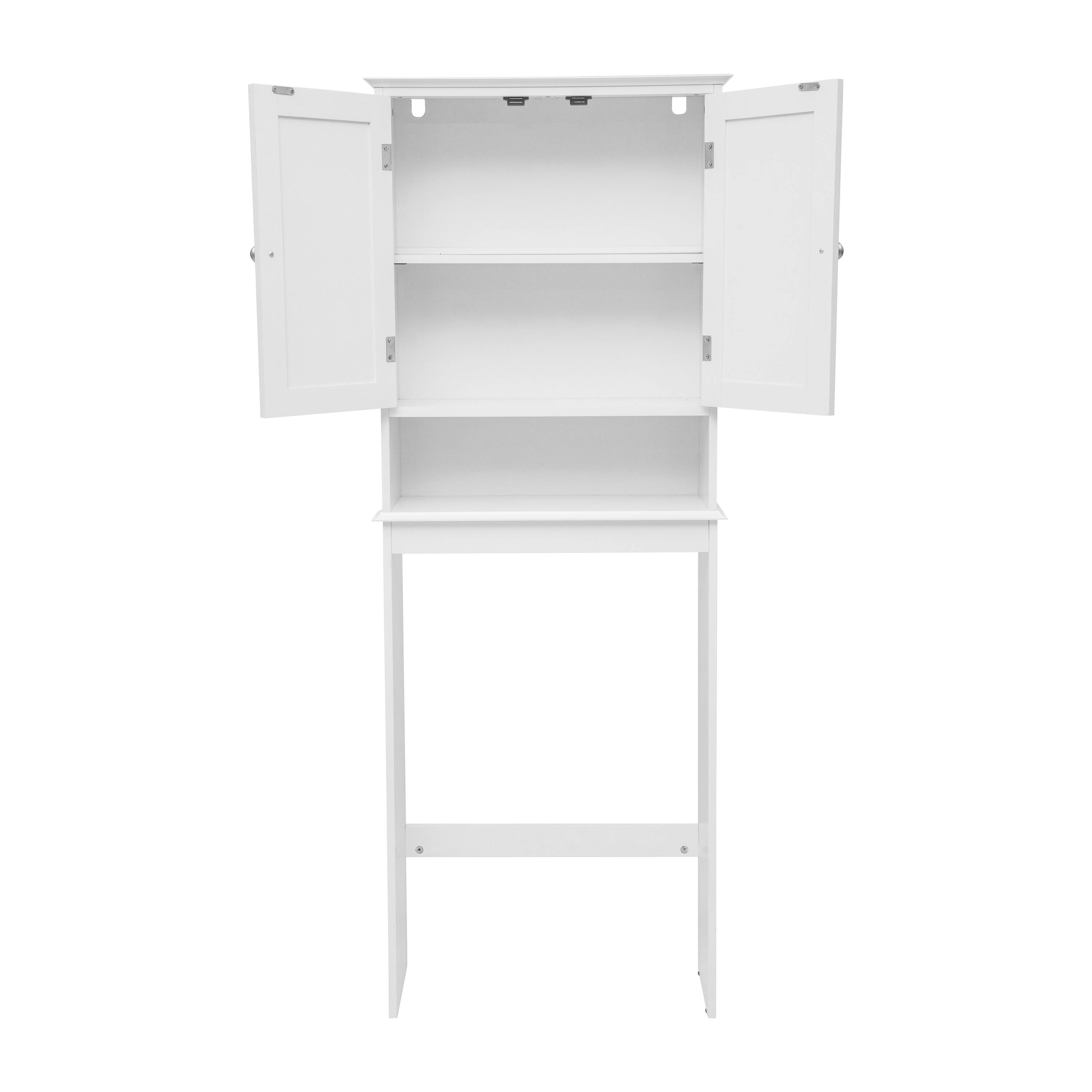 Alt View 10. Emma + Oliver - Farmhouse Over the Toilet Cabinet with Shelves and Magnetic Closure Doors - White.