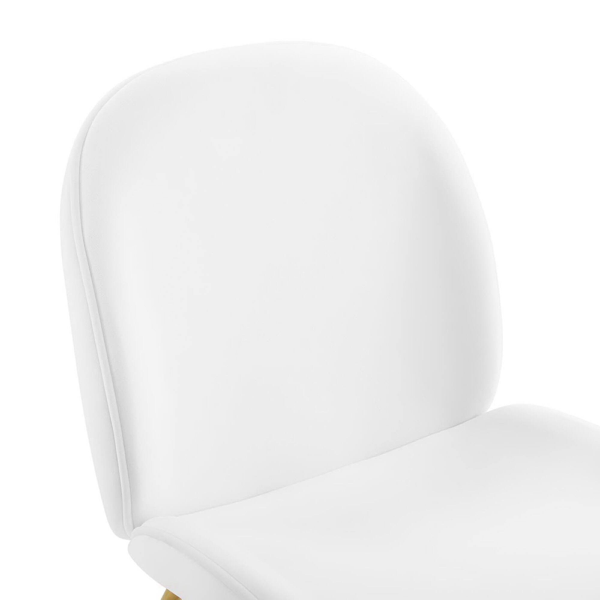 Alt View 3. Modway - Scoop Gold Stainless Steel Leg Performance Velvet Dining Chair by Modway - White.