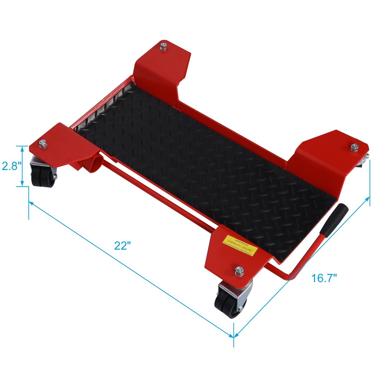 2.8"  
22"  
CAPACITY: WARNING 250 PANY KG.  
16.7"