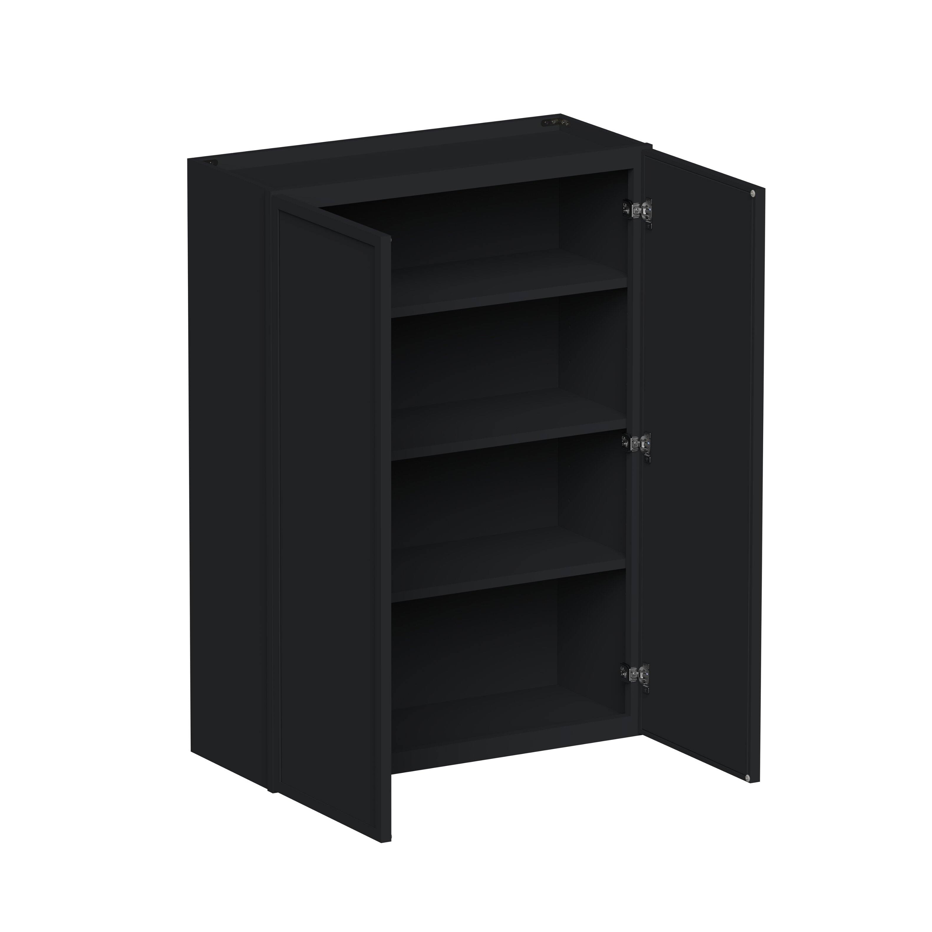 Angle. Boyel Living - 30-in W x 42-in H x 12-in D Shaker RTA Kitchen Wall Cabinet with Soft-Close - Black.