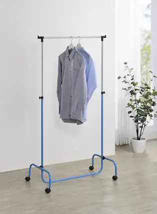 Front. Kings Brand Furniture - Kings Brand Furniture Standard Rod Clothing Garment Rack, Rolling Clothes Organizer on Wheels for Hanging Clothes - Blue.