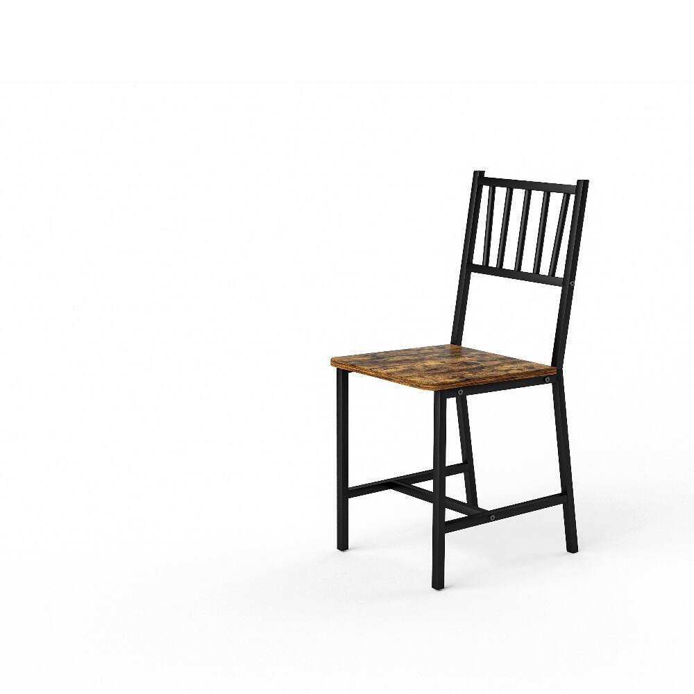 Alt View 7. Loheer - Loheer 3-Piece Dining Table Set, Rustic Brown Industrial Kitchen Table with 2 Chairs for Small Spaces - Rustic Brown and Black.