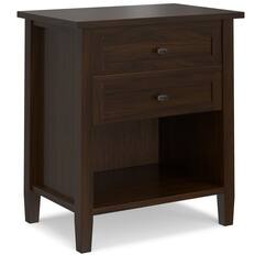 Front. Simpli Home - Warm Shaker Solid Wood 24 inch Wide Transitional Nightstand in Tobacco Brown - Tobacco Brown.