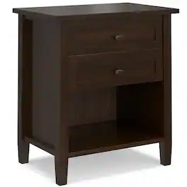 Simpli Home - Warm Shaker Solid Wood 24 inch Wide Transitional Nightstand - Tobacco Brown