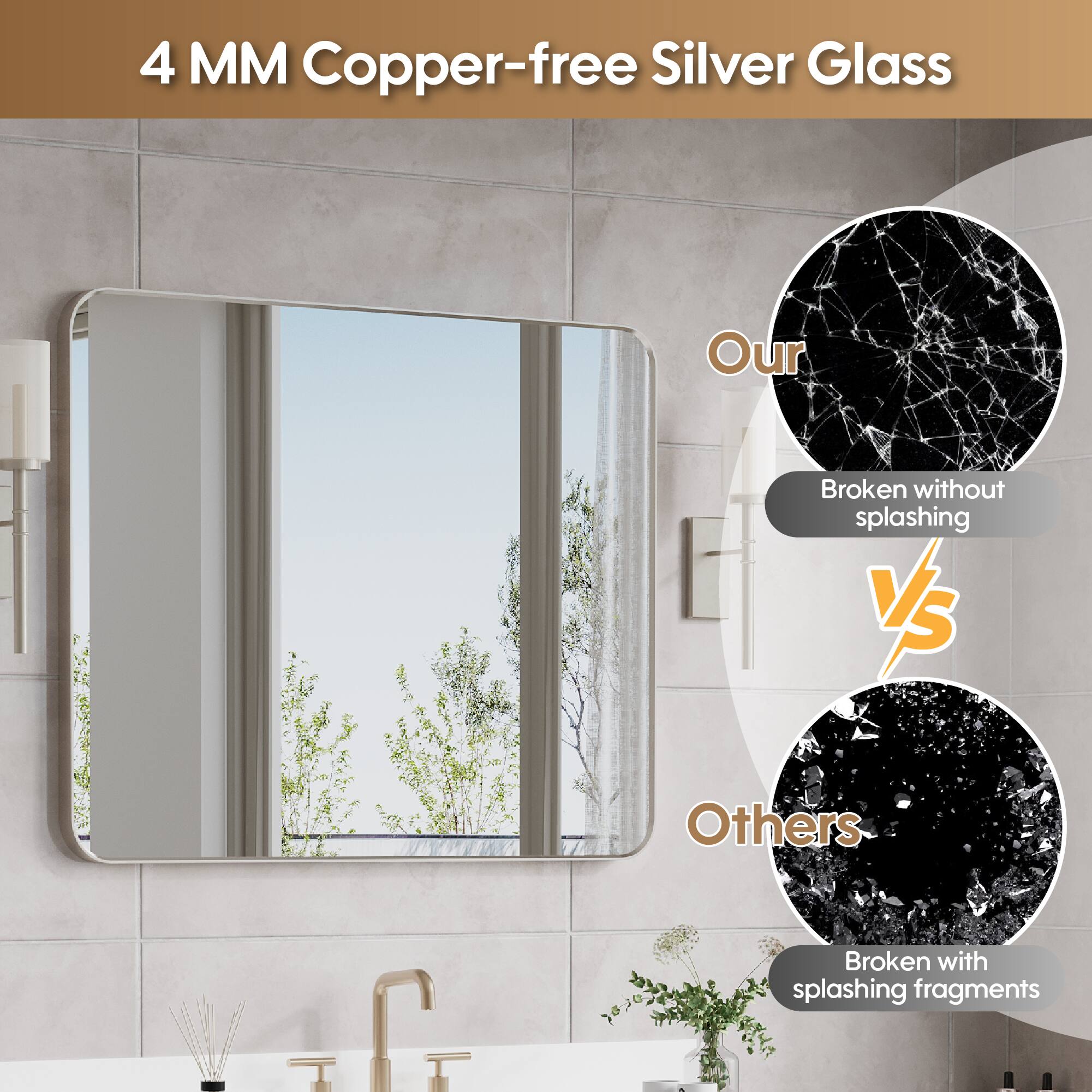 4 MM Copper-free Silver Glass

Our
Broken without splashing

vs

Others
Broken with splashing fragments