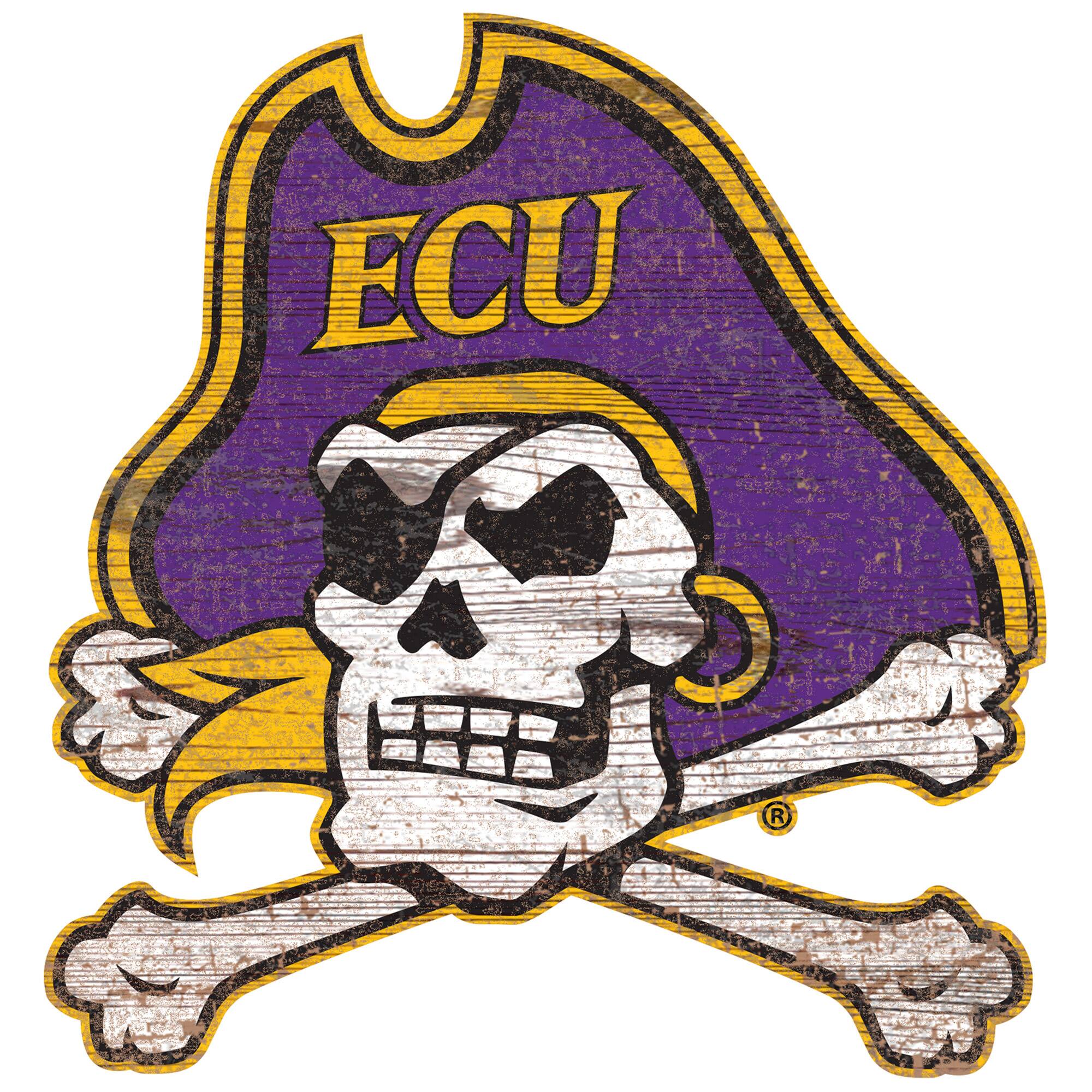 Front. Fan Creations - ECU Pirates Distressed Logo Cutout Sign - Multicolor.
