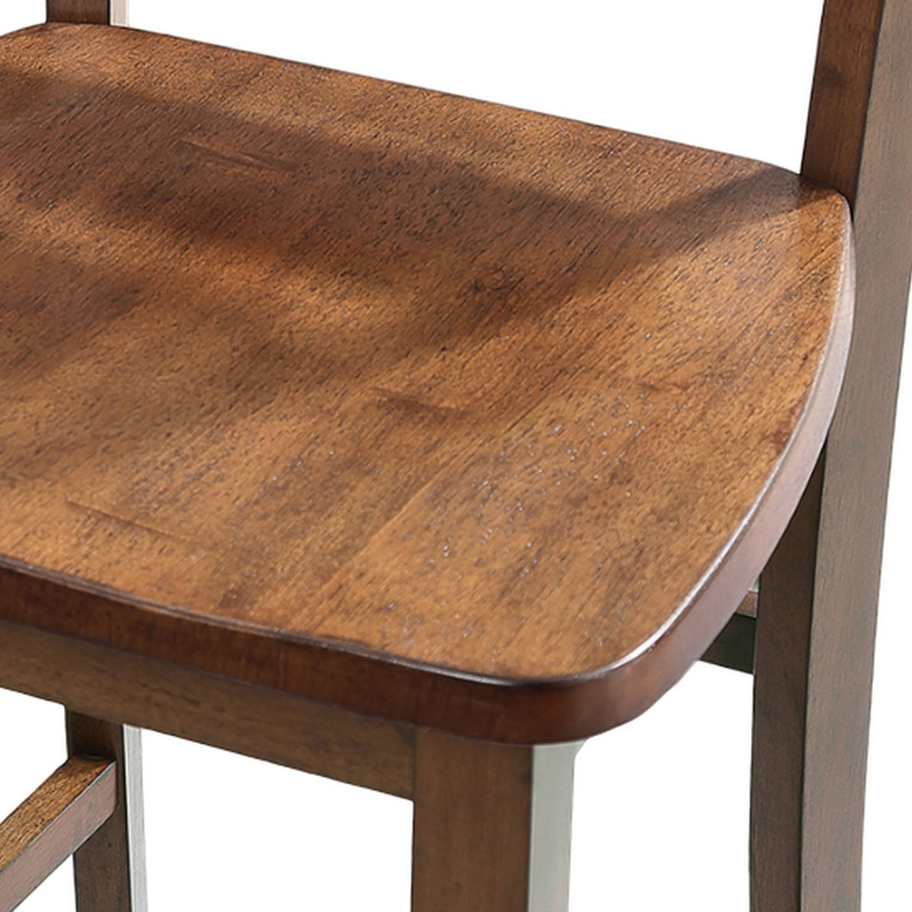 Alt View 3. Manhattan Lane - Lasie 5 Piece Dining Table Set, 4 Chairs, Slatted Backs, Brown Solid Wood - Walnut Brown.