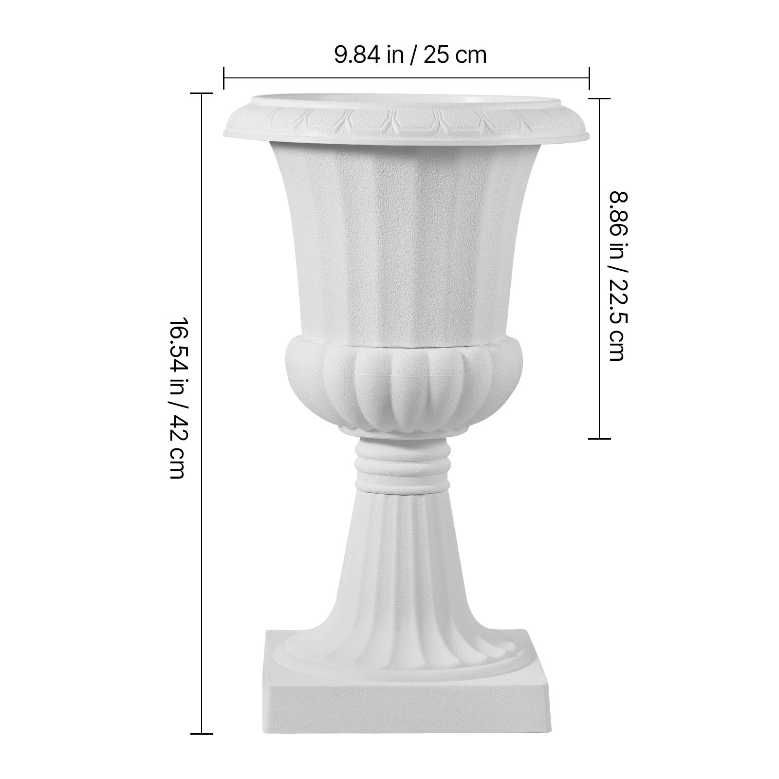 9.84 in / 25 cm  
16.54 in / 42 cm  
8.86 in / 22.5 cm