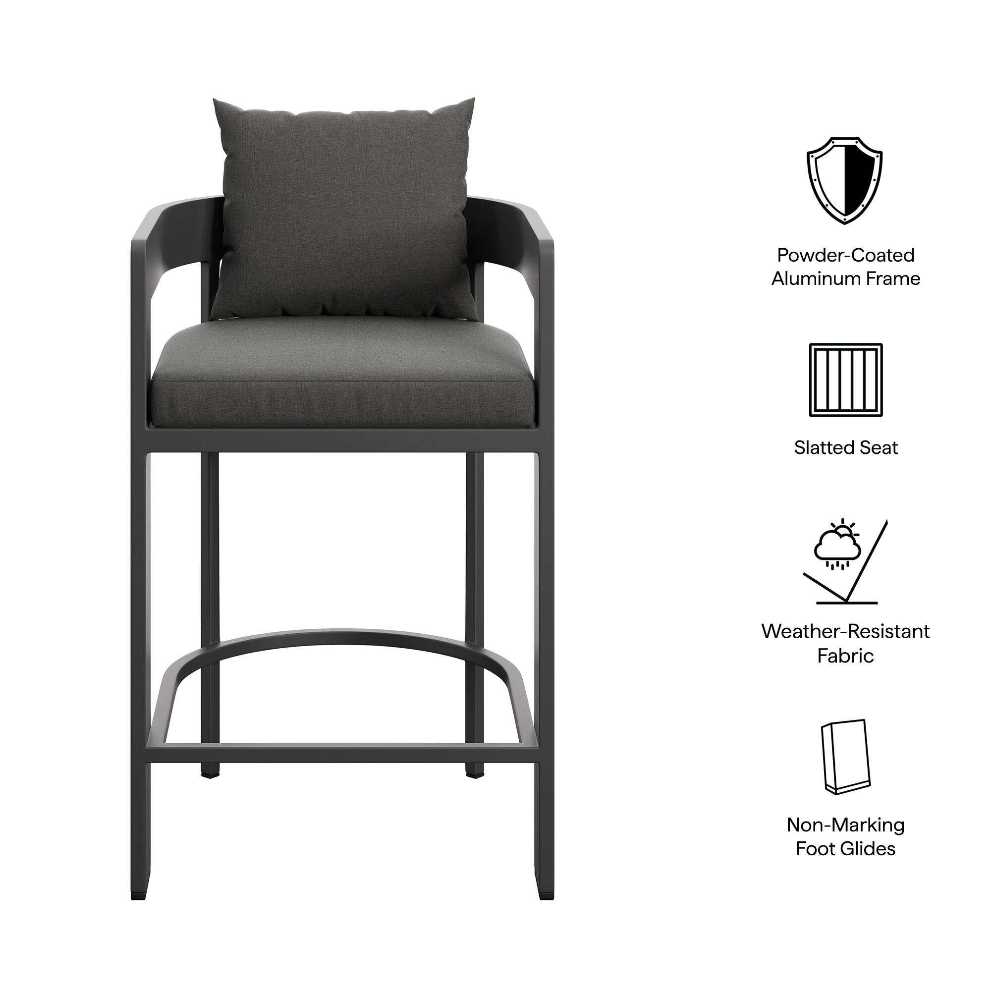 Powder-Coated Aluminum Frame  
Slatted Seat  
Weather-Resistant Fabric  
Non-Marking Foot Glides