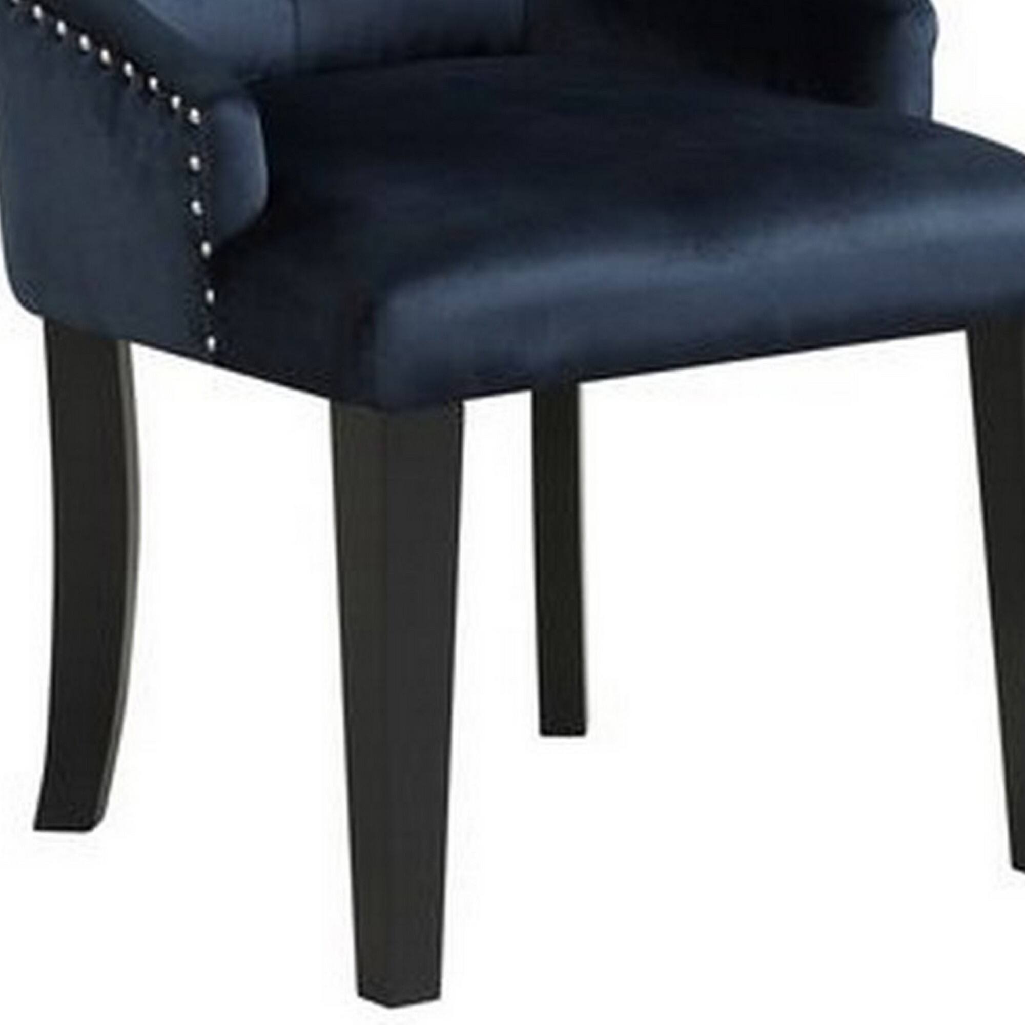 Alt View 3. Manhattan Lane - Luna 41 Inch Modern Accent Chair, Tight Back, Button Tufted - Blue and Black.