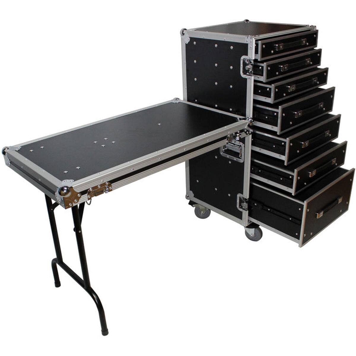 Alt View 2. ProX - ProX XS-7DTW ATA-300 Style 7-Drawer Workstation Case with Side Table and Casters.