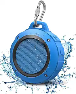 Stamp n Camp - Kunodi Outdoor Waterproof Bluetooth Speaker Wireless Portable Shower Travel Speaker with Subwoofer Enhanced Bass - Blue