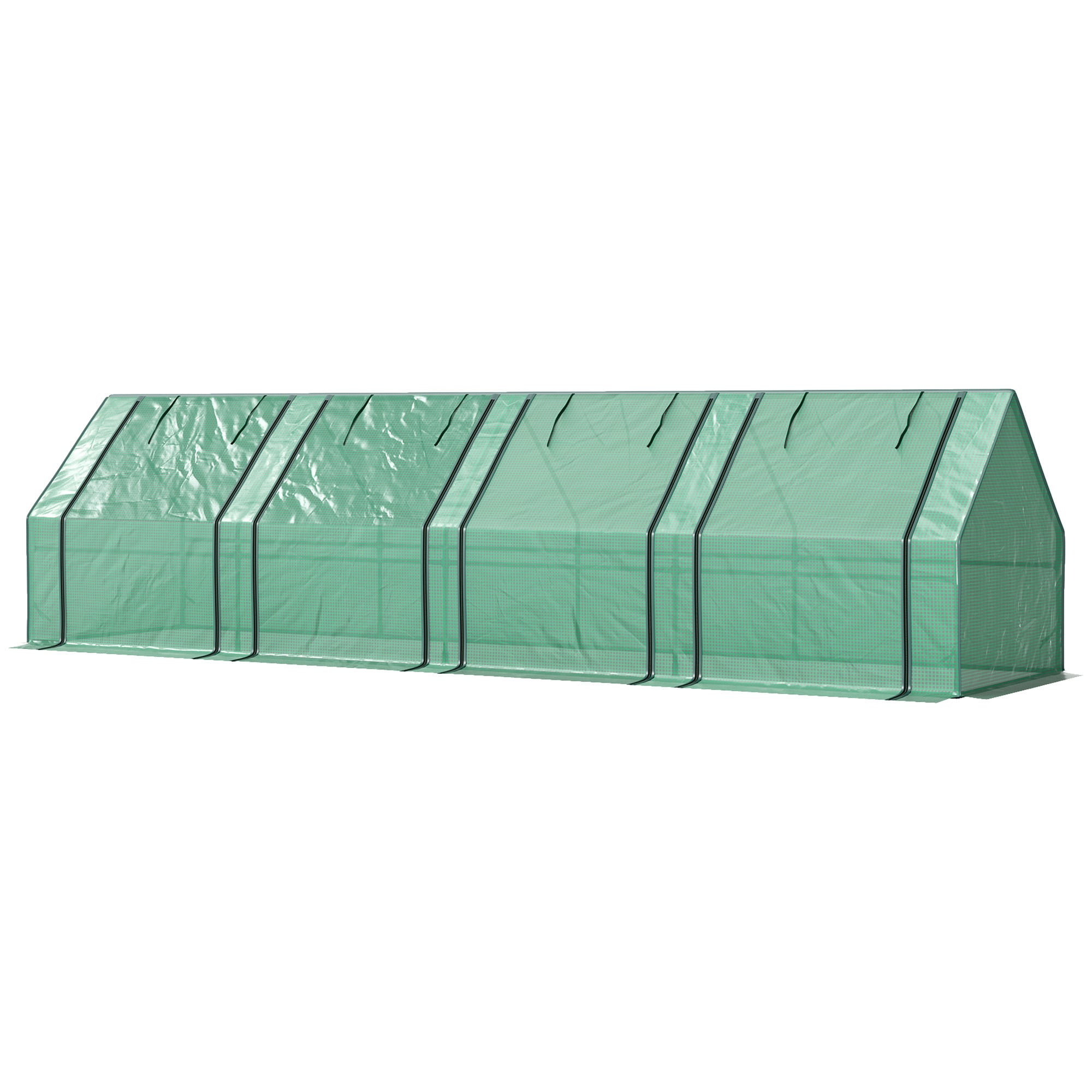 Outsunny - Mini Greenhouse, Outdoor Garden with Large Zipper Doors and Water/UV PE Cover - Green