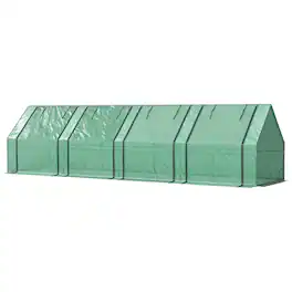 Outsunny - Mini Greenhouse, Outdoor Garden with Large Zipper Doors and Water/UV PE Cover - Green