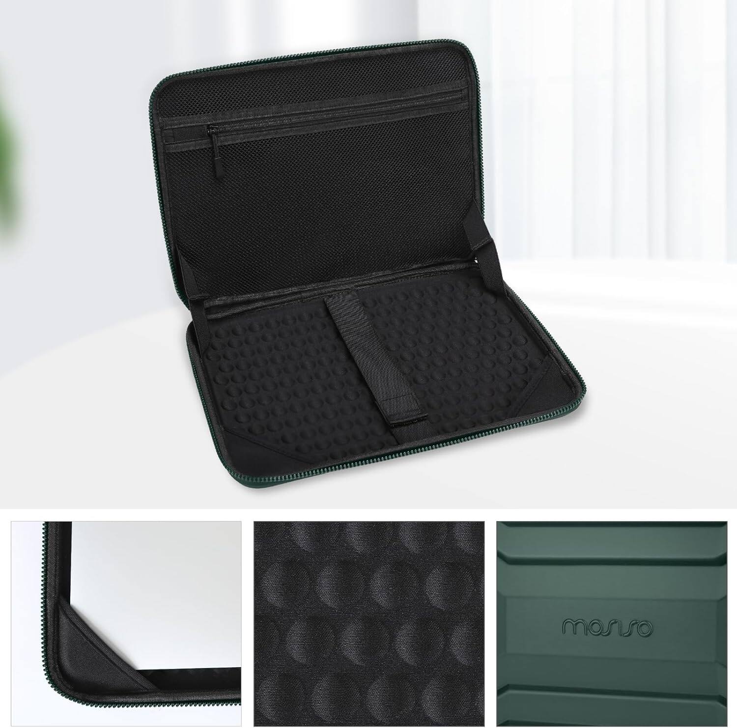 Alt View 1. mosiso - Waterproof Laptop Sleeve 15-16 inch EVA Hard Shell Laptop Carrying Case with Handle for MacBook Pro 16 HP Dell Acer - Emerald Green.