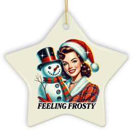 OrnamentallyYou - Feeling Frosty Ornament Vintage Glamorous Christmas Lady and Snowman Decor - Multi-colored