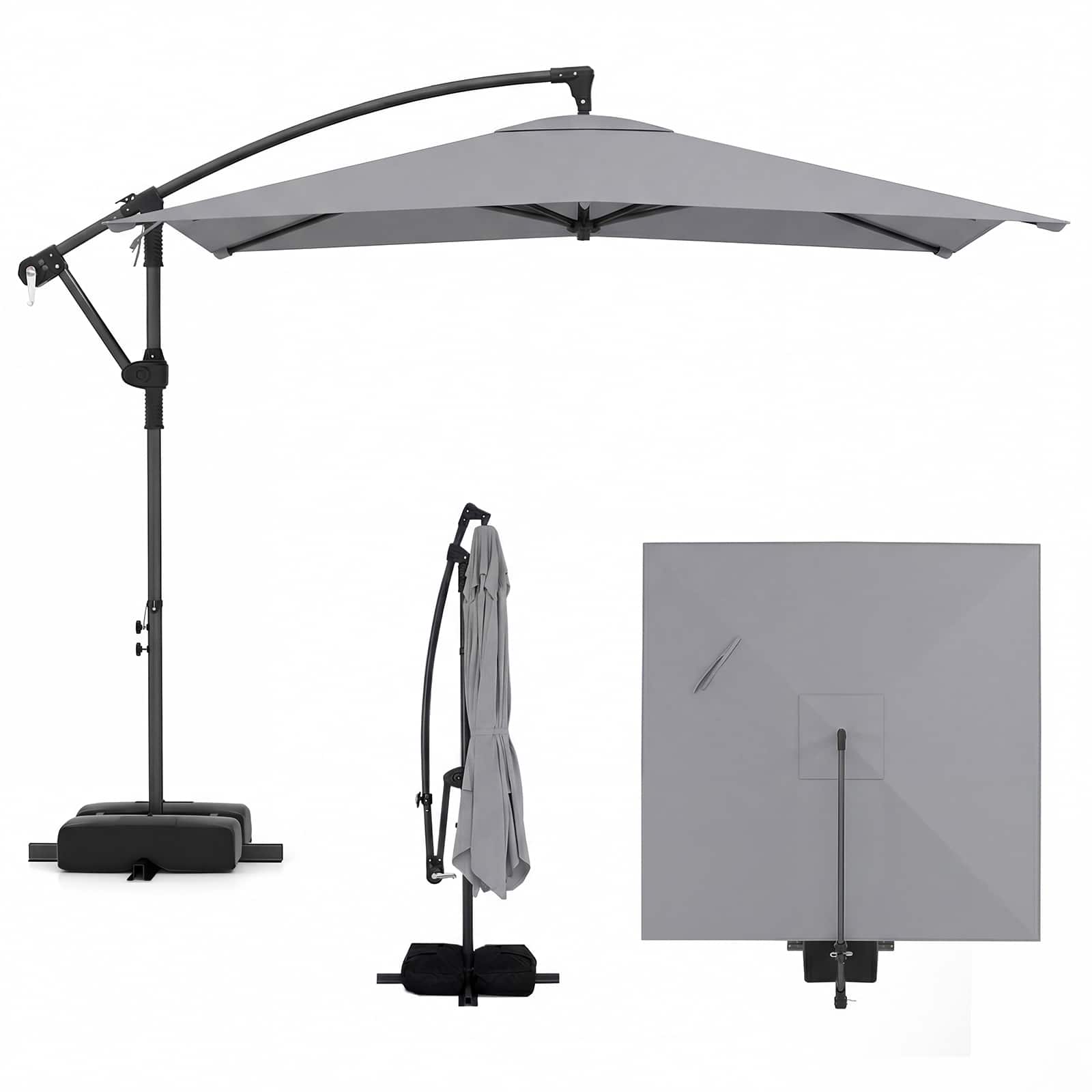 Photos - Parasol Full Tech Gymax - 8 x 8 FT Offset Cantilever Patio Umbrella Square Hanging Outdoor Market Umbrella Outdoor - Gray GYM20810 