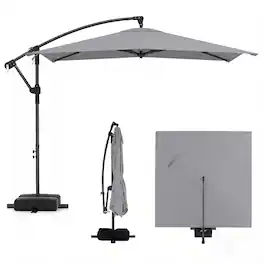 Gymax - 8 x 8 FT Offset Cantilever Patio Umbrella Square Hanging Outdoor Market Umbrella Outdoor - Gray