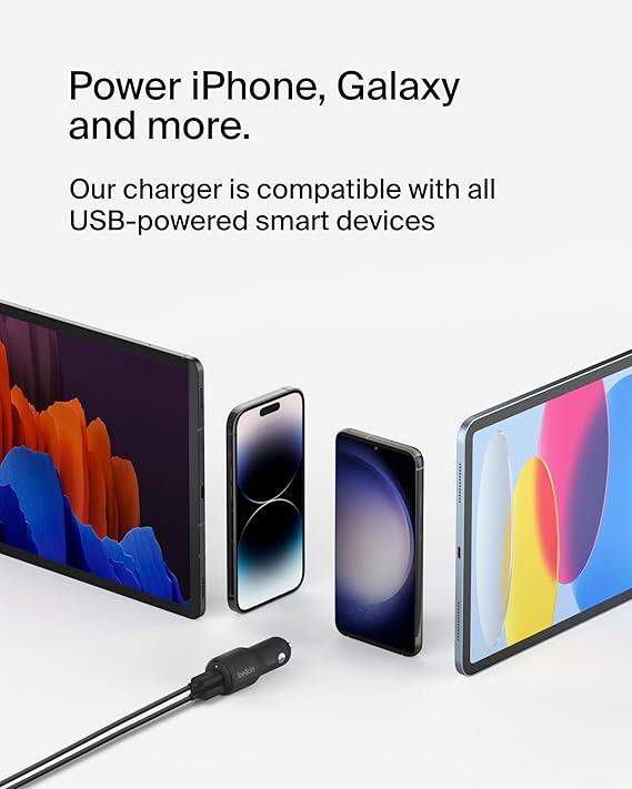 Power iPhone, Galaxy and more.

Our charger is compatible with all USB-powered smart devices.