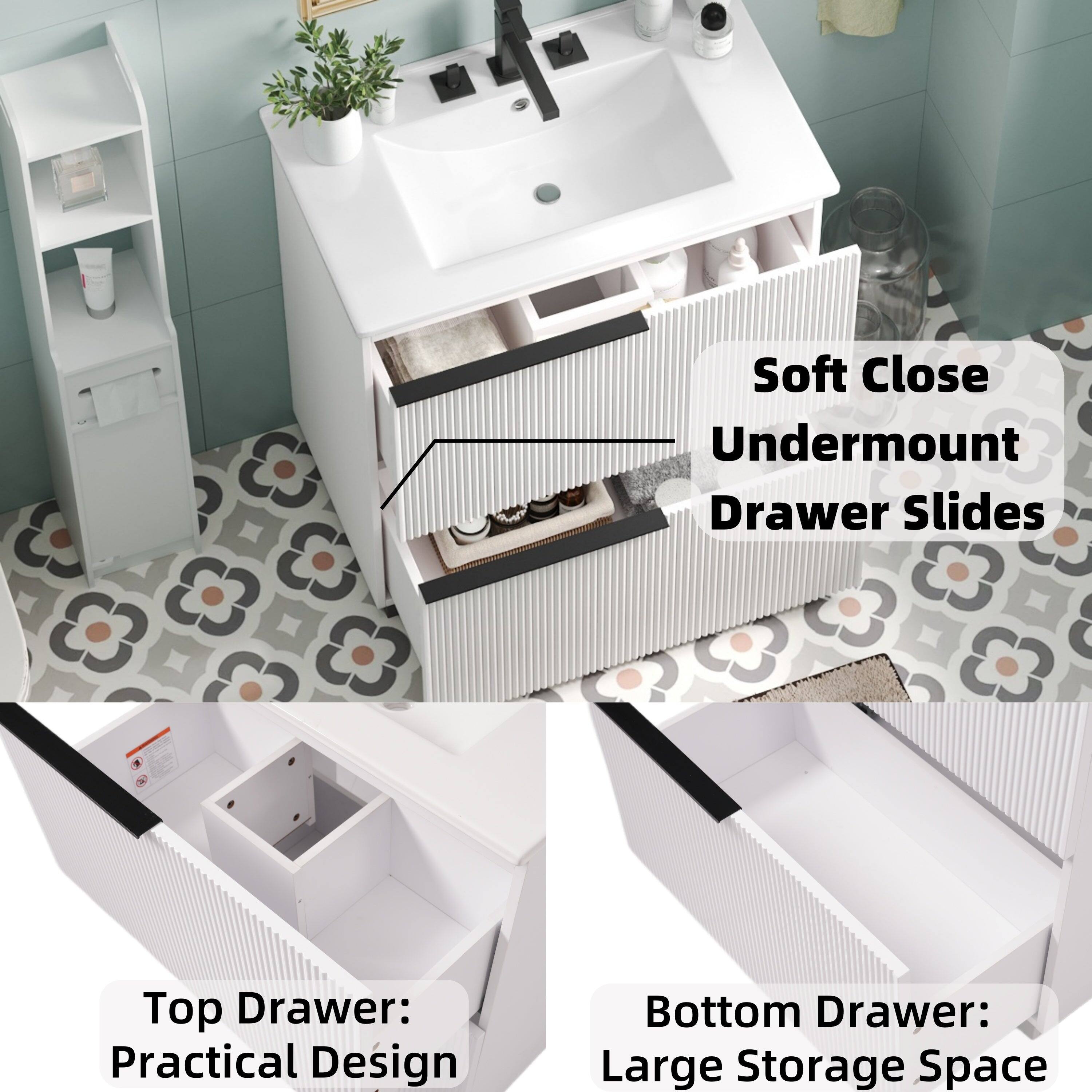 Soft Close Undermount Drawer Slides

Top Drawer: Practical Design

Bottom Drawer: Large Storage Space