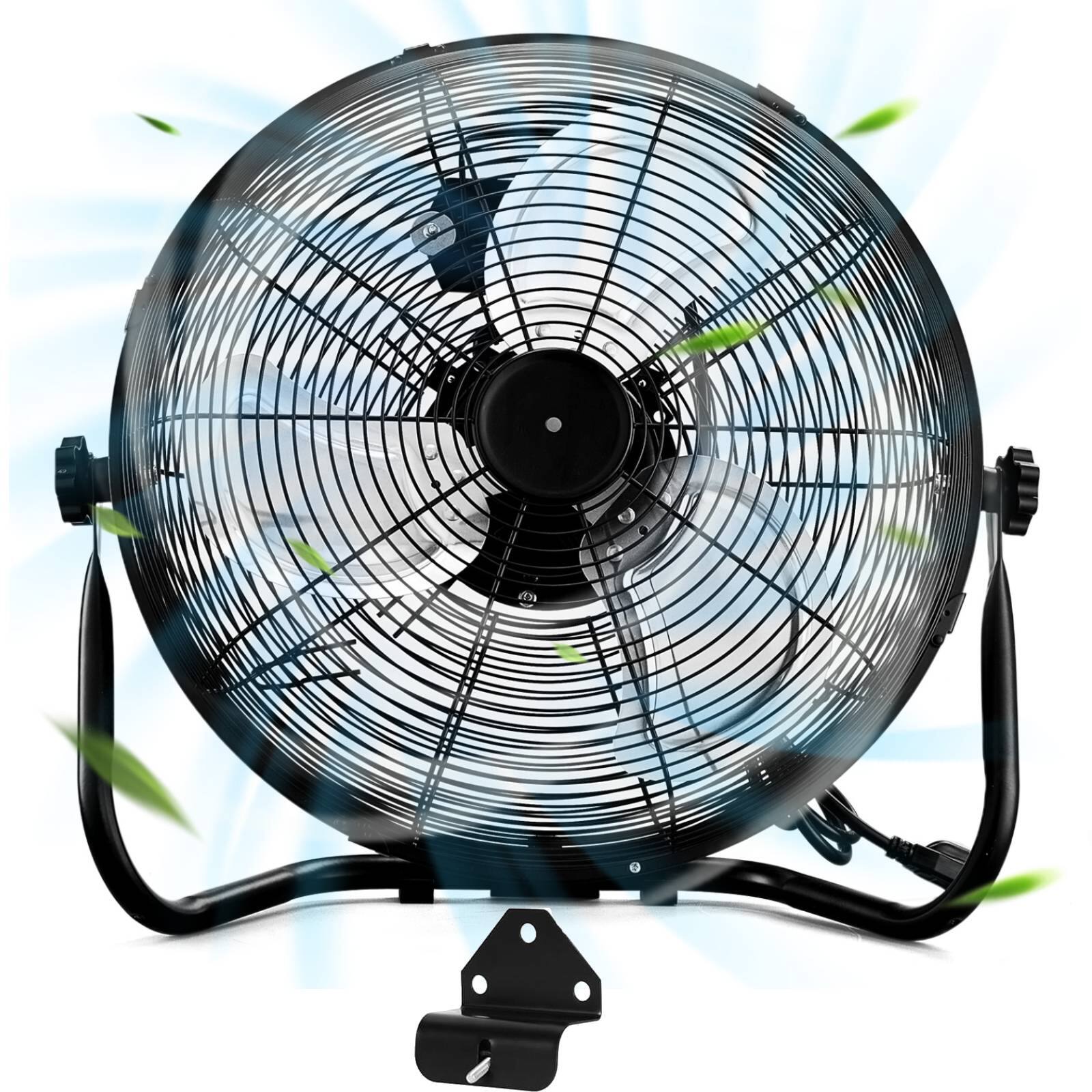 Angle. Winado - 16" High Velocity Industrial Floor Fan, 3-Speed Heavy Duty Metal Fan with Wall-Mounting System 5688 CFM, 90°~180° Tilt - Black.