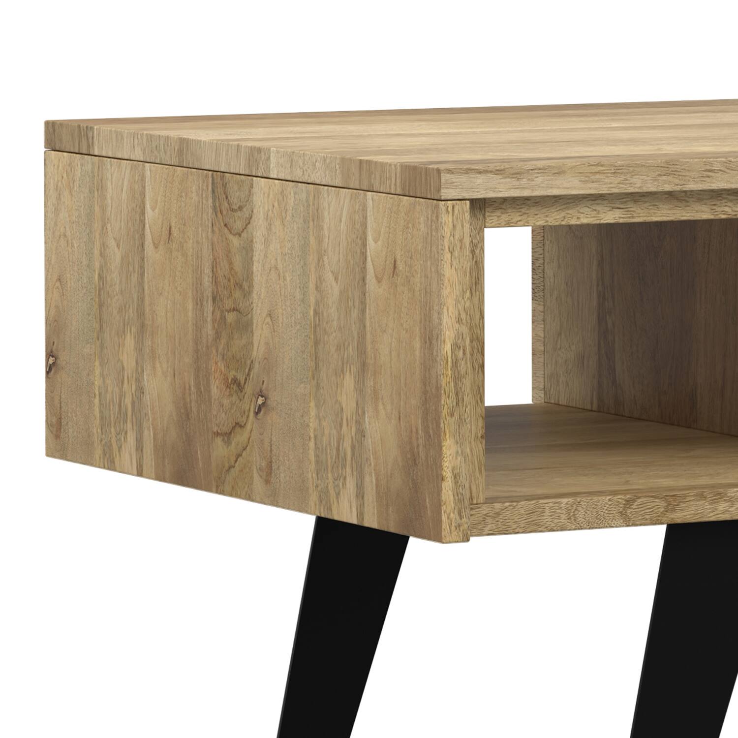 Alt View 9. Simpli Home - Lowry SOLID MANGO WOOD and Metal 48 inch Wide Rectangle Modern Industrial Coffee Table in Natural - Natural.