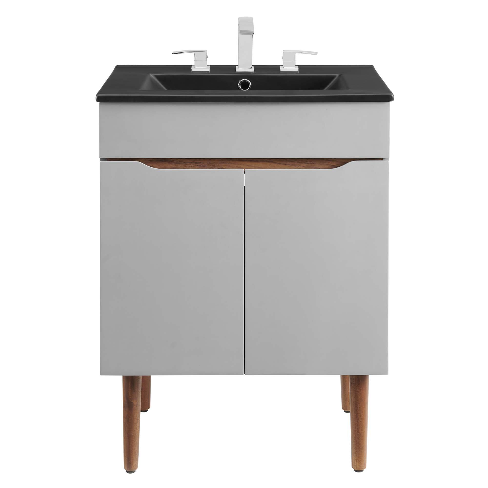 Alt View 4. Modway - Harvest Bathroom Vanity Basin Included - Gray Black.