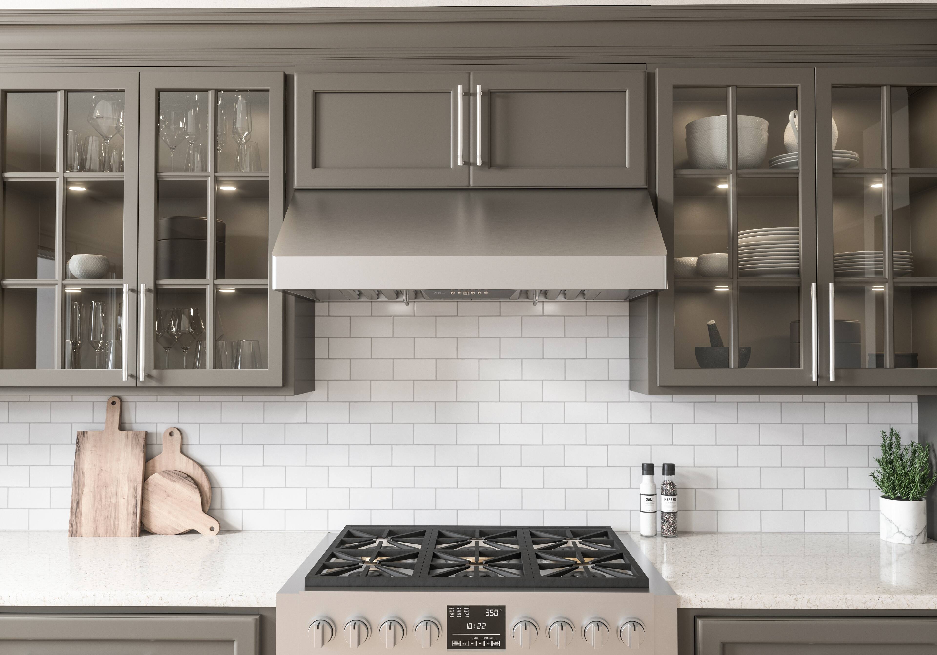 Alt View 11. Zephyr - Tempest I 48 in. 650 CFM Under Cabinet Mount Range Hood with LED Light - Stainless Steel.