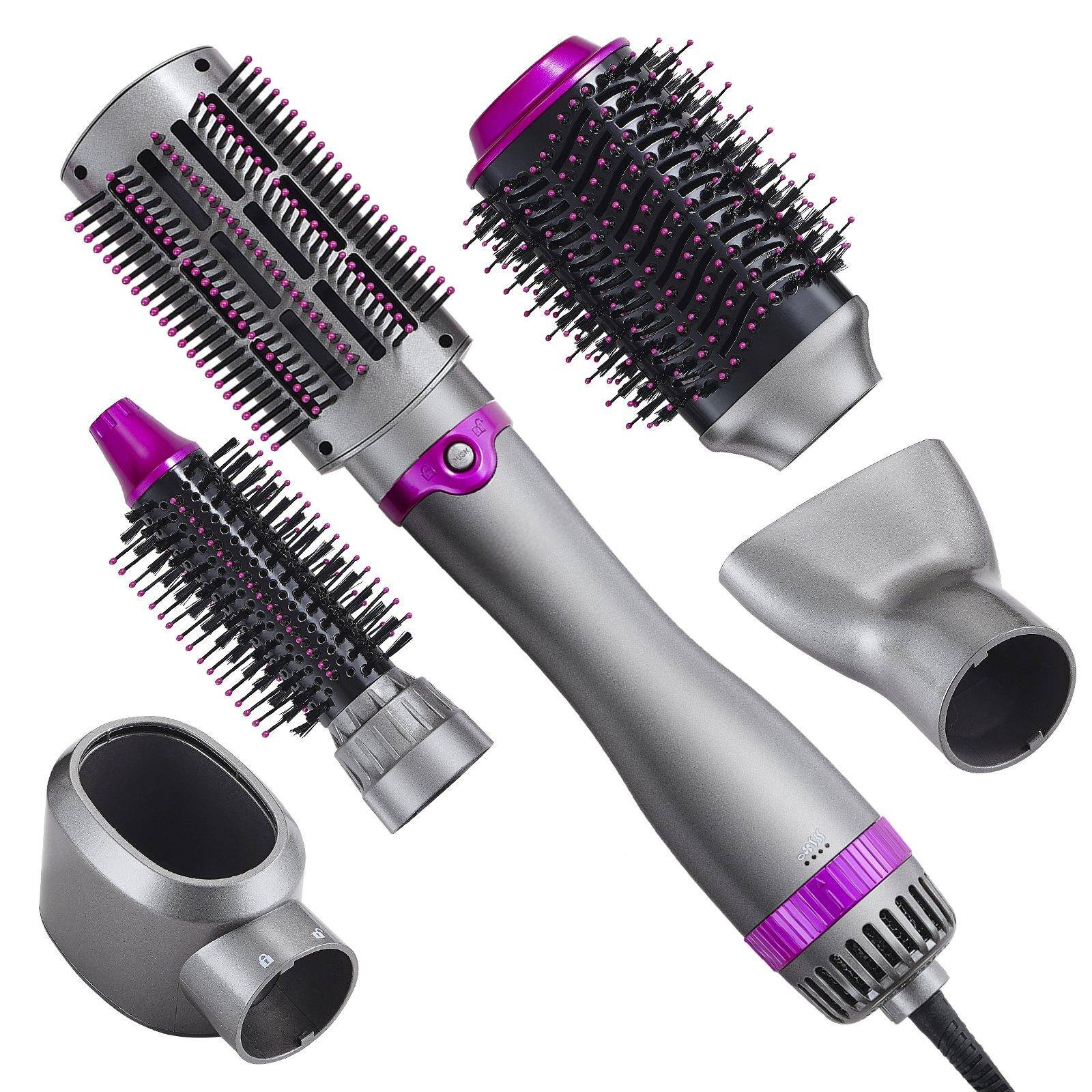 Alt View 8. Glintex - Hair Air Styler and Dryer Brush, 5-in-1 Ionic Blow Dryer Set with 3 Heat Settings, 3 Brushes and 2 Nozzles.