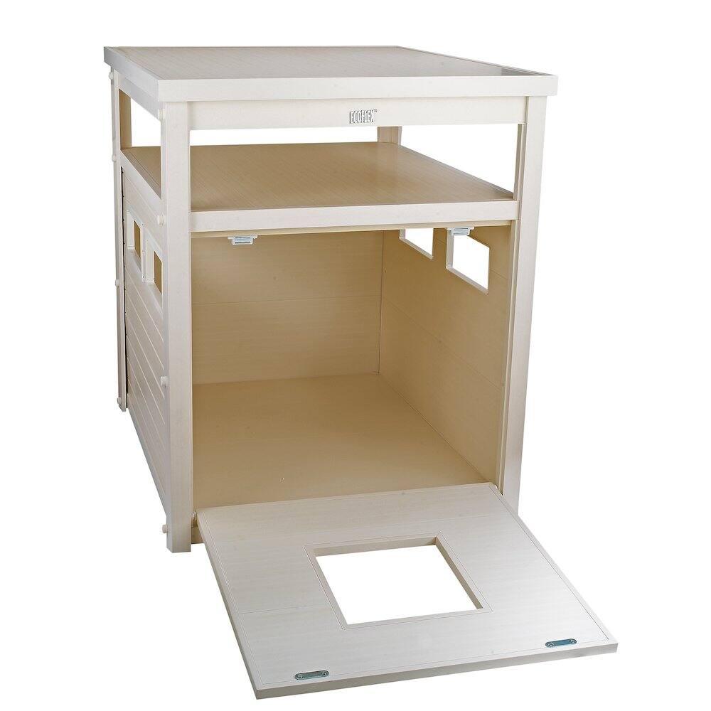 Left. New Age Pet - ECOFLEX Jumbo Litter Box Cover End Table - Antique White - Antique White.