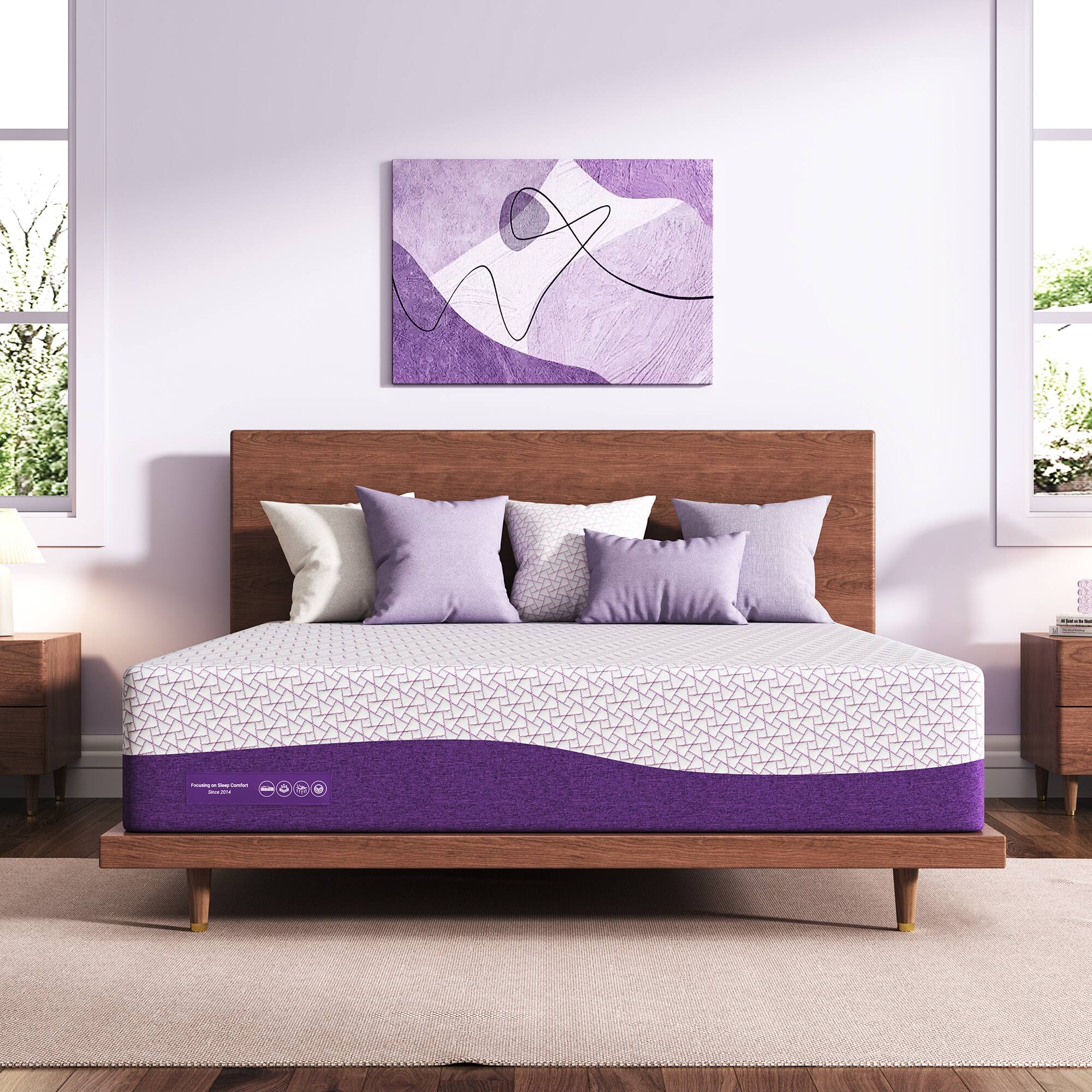 Front. Sersper - 10" Rayon form Bamboo Charcoal Cooling Gel Memory Foam Mattress -Medium Firm-Twin Size - Purple.