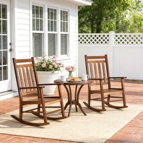 Alt View 10. Winado - 46in Wooden Rocking Chair Weatherproof Rocker with Cushion, Wooden Rocking Bench for Patio Yard Garden Outdoor Indoor - Natural.