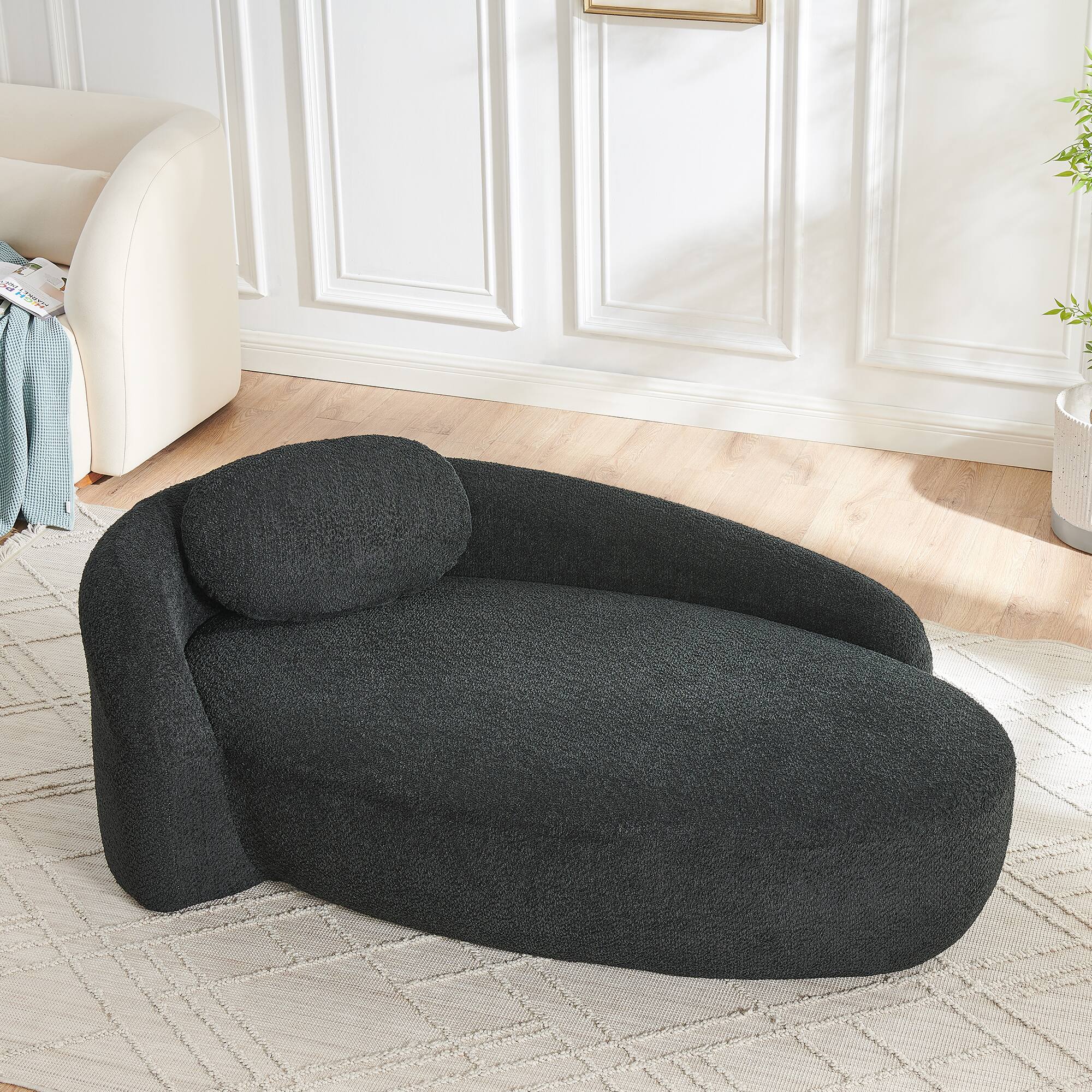 Left. LOVMOR - 67 Inch Foam Bean Bag Chairs For Living Room Bedroom Reading Indoor Lounge Seating Comfort Supportive Relaxing - Black.