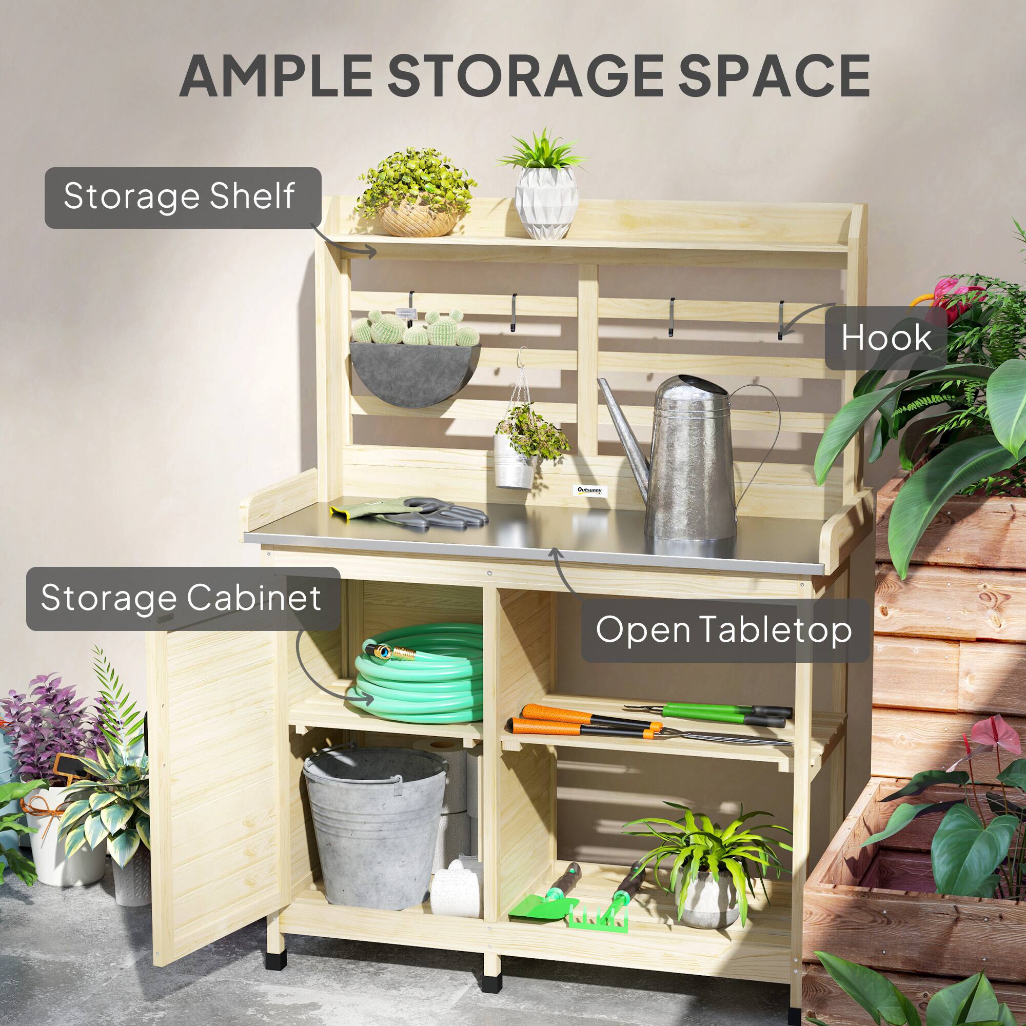 Storage Shelf, Hook, Storage Cabinet, Open Tabletop