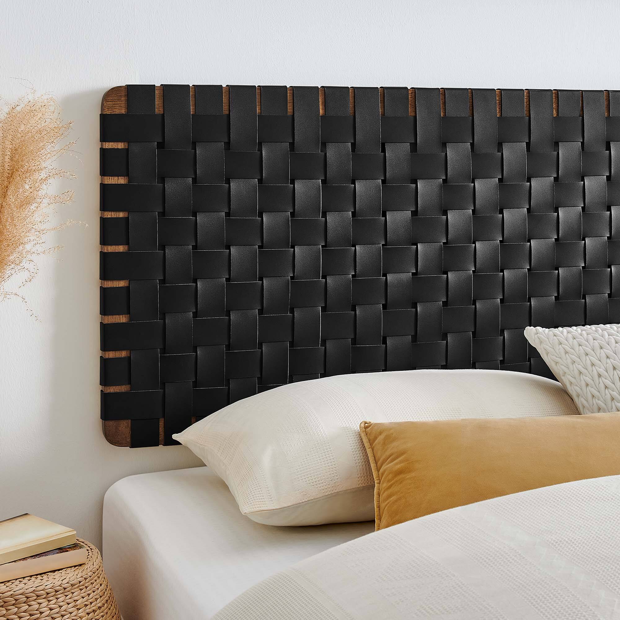 Alt View 3. Modway - Sparta Weave Wall-Mount Vegan Leather King Headboard by Modway - Black.