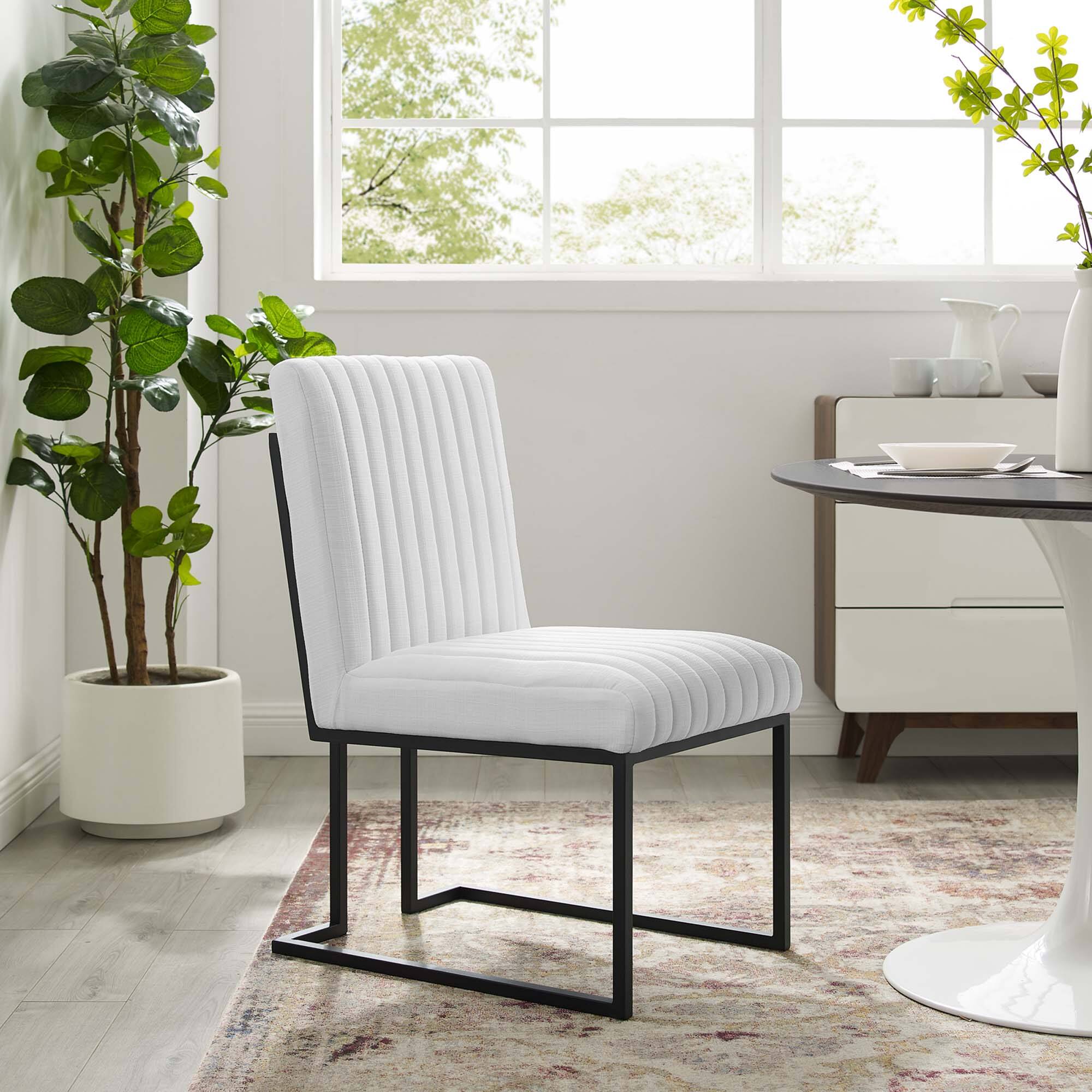 Indulge Channel Tufted Fabric Dining Chair by Modway - White