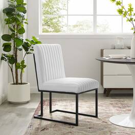 Indulge Channel Tufted Fabric Dining Chair by Modway - White