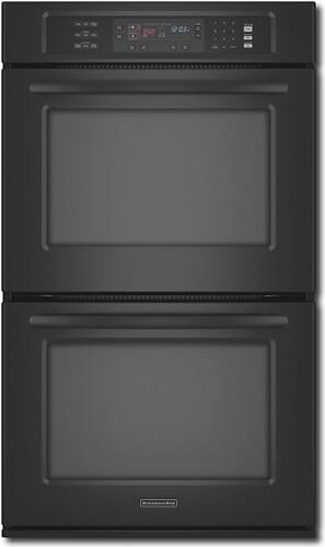 Front Standard. KitchenAid - 27" Built-In Double Electric Convection Wall Oven - Black.