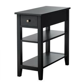 Kadyn - Nightstand,Coffee Side Table,3-Tier Nightstand Bedside Table Sofa Side with Double Shelves Drawer - Black