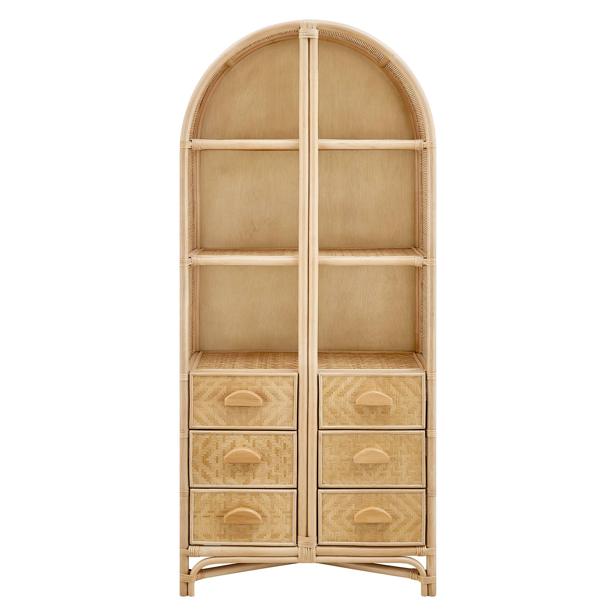 Alt View 4. Modway - Jane 71 Inch Tall Arched Natural Rattan Bookshelf by Modway - Natural.