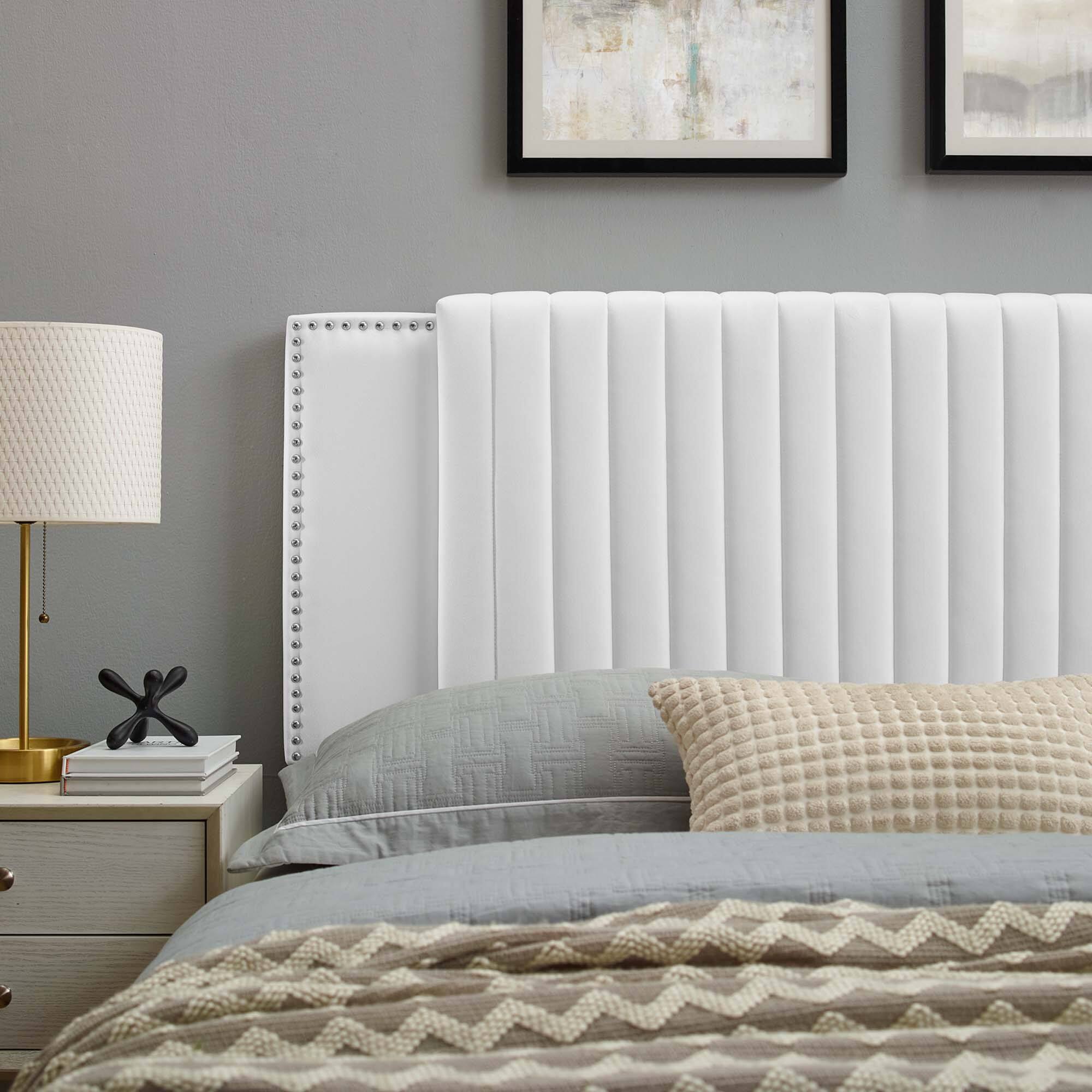 Alt View 3. Modway - Felicity Channel Tufted Performance Velvet Full/Queen Headboard by Modway - White.