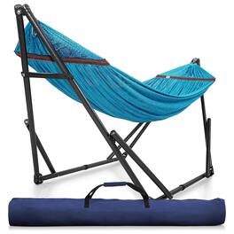 Tranquillo - Universal 116" Double Hammock with Adjustable Stand and Bag, Sky Blue - 11. Uni Sky