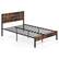 Front. Costway - Full Bed Frame with Tall Industrial Headboard Heavy-Duty Metal Slats Support - Brown.