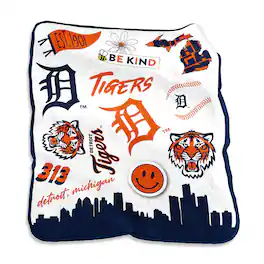 Logo Brands - Detroit Tigers 50'' x 60'' Native Raschel Plush Throw Blanket - Multicolor