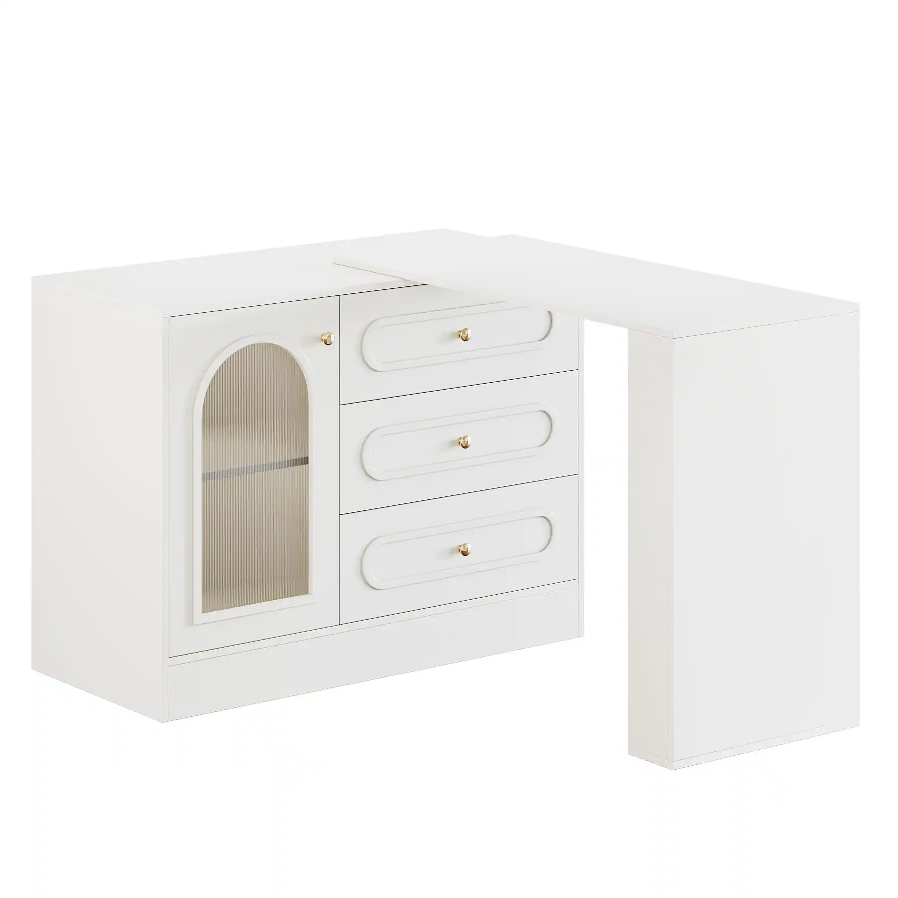 Left. Kadyn - Kadyn Stylish Dressing Table with Drawers, Modern Makeup Desk for Bedroom, Home Decor Vanity Storage, White - White.